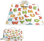 MNSRUU Picnic Blanket Waterproof Foldable, ABC Simple Cartoon Large Outdoor Picnic Beach Camping Blanket Travel Mat, Shoulder Strap Tote, Rectangle 57x59in by MNSRUU
