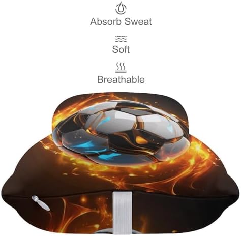 Cool Soccer Ball Car Neck Pillows 2 Pack Removable Ergonomic Cervical Support Pillow Fashion Cozy Bone Shaped Pillows Soft Car Headrest Pillow for Office Airplane Most Car - Image 4