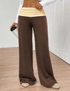 ZAFUL Women's Striped Pants Fold Waist Wide Leg Pants Lounge Pajama Pants - Image 3