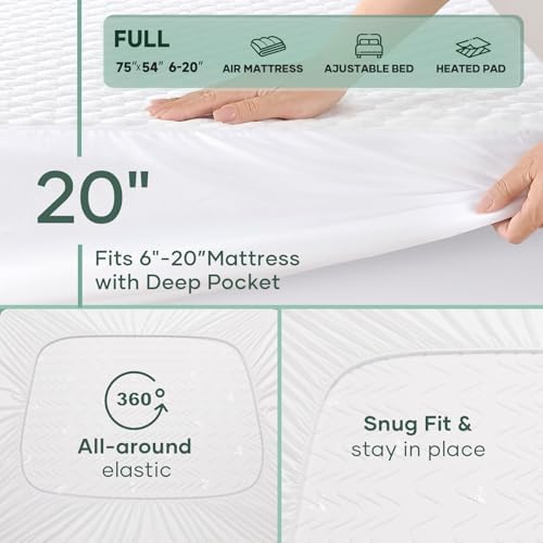 OhGeni Waterproof Mattress Protector,Full Size Soft Bamboo Viscose Top Layer Pad,3D-Air Fabric Cooling Breathable Fitted Sheets,Washable Bed Cover for Colchon Doble Noiseless Over 99 Count Hex Bumps - Image 6