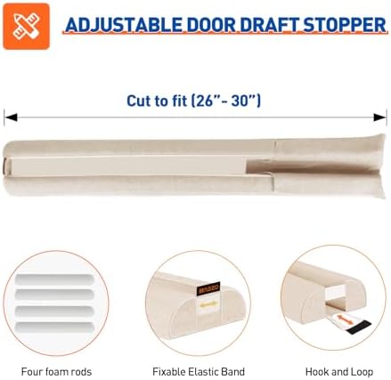 MAGZO Under Door Draft Stopper, 30 Inch Adjustable Door Gap Filler, White - Image 5