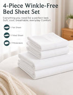LuxClub Queen Sheet Set, Bed Sheets Queen Size 4PC, Deep Pocket Cooling Bed Sheets, Soft Hotel Luxury Bedding for Mattress Wrinkle Free, Silky Fitted Sheet & Pillowcase Sets, White (Pack of 2) - Image 6
