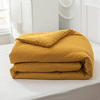 Luxlovery Mustard Yellow Comforter Set King Bedding Comforter Sets Men Women Solid Color Ginger Yellow Blanket Quilts Beathable Soft Cozy Puffy Lightweight Hotel Quailty Bedding Set - Image 7