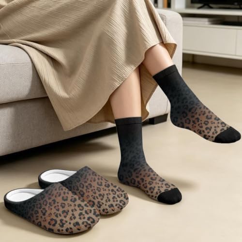 Jeiento Winter Fuzzy Slipper and Crew Socks Warm Winter Shoes Lightweight Soft Cushion House Slipper Bedroom Shoes - Image 3