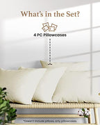 1000 TC Ivory King Pillowcases Set of 4 100% Egyptian Cotton Pillow Cases - Image 2