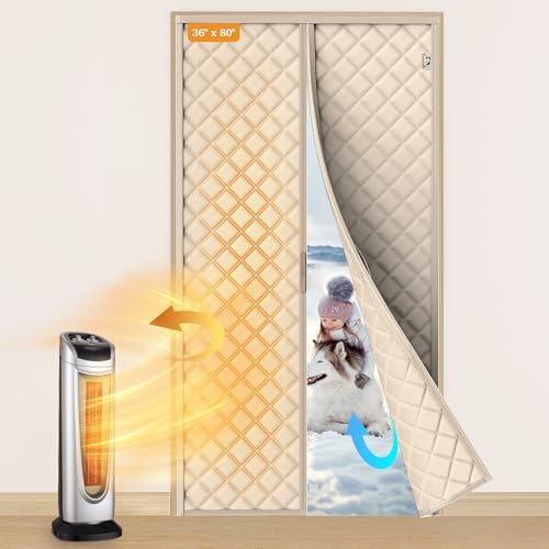 Yotache Magnetic Thermal Insulated Door Curtain Fit 36"x80" Doors, Beige by yotache
