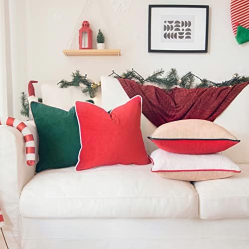 MONDAY MOOSE Christmas Decorative Throw Pillow Covers Cushion Cases, Set of 4 Soft Velvet Double-Sided Designs, Mix and Match for Home Decor, Pillow Inserts Not Included (20x20 inch, Red/Green) - Image 3