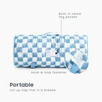 Wake In Cloud - Toddler Nap Mat with Pillow and Minky Fleece Blanket, for Kids Boys Girls Ages 3 Plus in Daycare Preschool, Roll Up Sleeping Bag, Gingham Grid Checkered, Blue White, Standard - Image 3