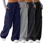 Ficerd 4 Pack Women's Cargo Sweatpants Stretchy Pull On Pants by Ficerd