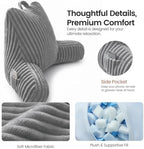Reading Pillow for Sitting up in Bed, Adjustable Memory Foam Bed Rest Pillow, Wide-wale Plush Cover Machine Washable, Neck Back and Lumbar Support Pillow-Grey - Image 4