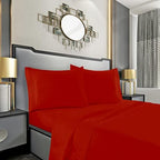 Mocassi Full Sheet Set - Luxury Hotel 1800 Premier Bedding Sheets & Pillowcases - Ultra Soft Breathable & Cooling Bed Sheets - Deep Pocket - Wrinkle Resistant - 4 Piece Set - Full, Red by MocassiLuxuryBedding