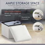Ornavo Home Small Square Storage Ottoman, Set of 2, 12x12x12, White - Image 3