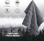 puredown® Soft Feather Down Throw Blanket Lightweight Packable Couch Throw for Indoor and Outdoor Use, Throw 50"X70", Gray, 12oz - Image 2