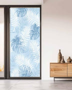 Window Privacy Film Frosted, Sky Blue Palm Trees Tropical Non-Adhesive Static Cling Window Tint, Summer Beach Botanical Insulated Windows Frosted Films for Living Room, 35.4 x 78.7 Inches - Image 5