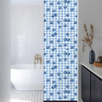 Window Privacy Film Frosted, Blue Blueberry Reusable Static Cling Window Tints, Checkered Fruits Farmhouse Art Heat Control Windows Films for Offices, Balcony, 29.5 x 118 Inches - Image 3