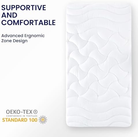 SLEEP ZONE Cooling Twin Mattress Topper for Single Bed, Premium Zoned Cool Mattress Pad Cover, Padded Mattress Protector Breathable Washable, Deep Pocket 8-21" (White, Twin) - Image 3