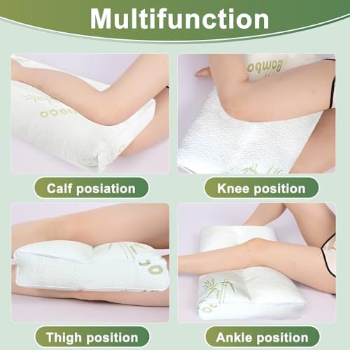 MINUPWELL Knee Pillow for Side Sleepers - 4" Height Between Leg & Under Knee Pillow for Back Sleepers - with 1060G 7D Fiber for Relieving Leg, Back, and Knee Pain - Rayon Derived from Bamboo - Image 4