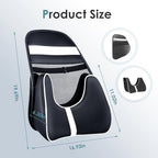 FLORICH Memory Foam Double Layer Breathable Mesh Lumbar Support Ergonomic Leather Lumbar Support Pillow with 3D Mesh Back Support and Adjustable Strap for CarSeat & Office Chair(Black) - Image 6