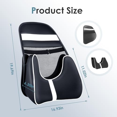 FLORICH Memory Foam Double Layer Breathable Mesh Lumbar Support Ergonomic Leather Lumbar Support Pillow with 3D Mesh Back Support and Adjustable Strap for CarSeat & Office Chair(Black) - Image 6