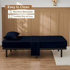 ARlinen 4 PCs Cot Sheets Sets 33" X 75", Egyptian Cotton Fitted Mattress Fits Upto 4"-8" Deep Perfect for Narrow Twin/RV Bunk/Guest Bed Replacement/Camping, Navy Blue - Image 5