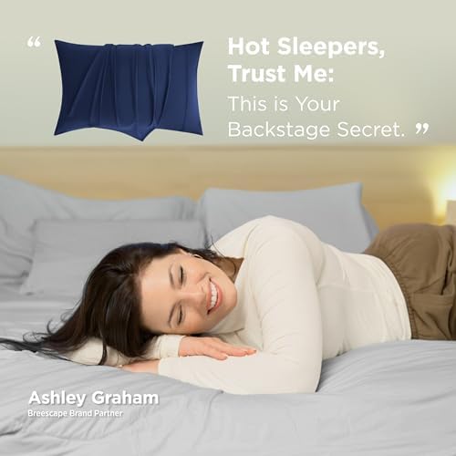 Breescape Cooling Pillow Cases Queen Size Set of 2, BlendTek™ Cooling Technology for Hot Sleepers & Night Sweats, Silky Soft Cool Pillowcases for Hair & Skin Care, 20" x 30", Twilight Blue - Image 5