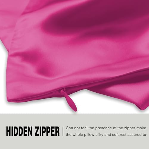 Suatien Mulberry Silk Pillow Cases 2 Pack Queen Size, Hot Pink - Image 4