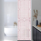 Window Privacy Film Frosted, Blush Pink Botanical Reusable Static Cling Window Tints, Vintage Florals Geometric Minimalist Heat Control Windows Films for Offices, Balcony, 29.5 x 118 Inches - Image 3