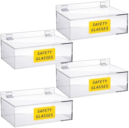 Weysat Acrylic Safety Glasses Holder Safety Glasses Dispenser with Lid Stand or Wall Organizer for Disposable Goggle Storage by Weysat