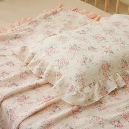 100% Cotton Muslin Toddler Pillowcase 2 Pack，13"x 18" Ultra Soft Breathable Travel Pillow Case Cover,Ruffle Pillow Case for Newborn,Nursery,Boys,Girls,Machine Washable - Image 5