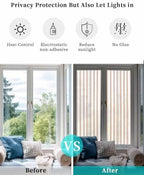 Window Privacy Film Frosted, Orange Stripes Reusable Static Cling Window Tints, Modern Minimalist Vertical Lines Heat Control Windows Films for Offices, Balcony, 29.5 x 118 Inches - Image 6