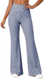 Aoysky Womens Wide Leg Gingham Yoga Pants High Waist Casual Lounge Pants by Aoysky