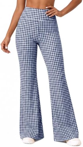 Aoysky Womens Wide Leg Gingham Yoga Pants High Waist Casual Lounge Pants by Aoysky