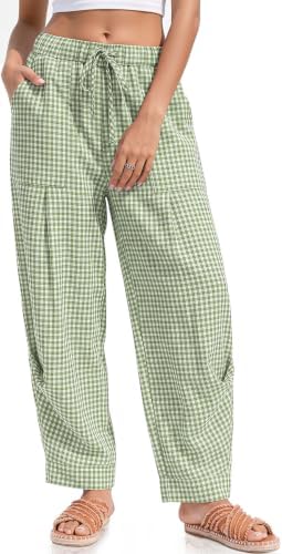 TARSE Womens Linen Barrel Pants Casual Summer Travel Lounge Trousers by TARSE