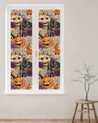 Window Privacy Film Frosted, Pumpkins Halloween Reusable Static Cling Window Tints, Black Horror Purple Floral Beige Heat Control Windows Films for Offices, Balcony, 29.5 x 118 Inches - Image 2