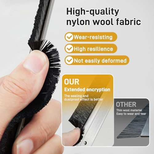 2 Pcs Door Sweep Door Brush Bottom Sweep with H-Shape Aluminum Alloy Base for Home、Industrial，1.6-Inch Door Brush (2.6Inch Wx39.4Inch L),Silver - Image 3