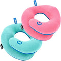 BCOZZY Kids Travel Neck Pillow 2-Pack – Small Pink & Small Light Blue – Patented Wraparound Chin Support for Car & Plane Travel by BCOZZY