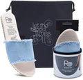 Rollasole Blue Jean Baby Foldable Denim Slides - Light Blue Jean Slip-On Sandals with Cushioned Insole & High Heel Carry Bag - Deluxe Casual Comfort by Rollasole