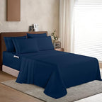 Elegant Comfort 1500 Premium Quality 6-Piece Bed Sheet Set - 18-24 Inch Extra Deep Pocket, Smart Storage Pockets, Wrinkle Free Ultra Soft 6PC Extra Deep Pocket Sheets, California King, Navy Blue - Image 3