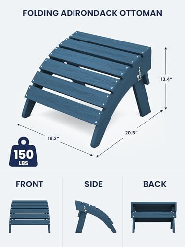 KINGYES Folding Adirondack Ottomans Set of 4 for Adirondack Chair, Navy - Image 3