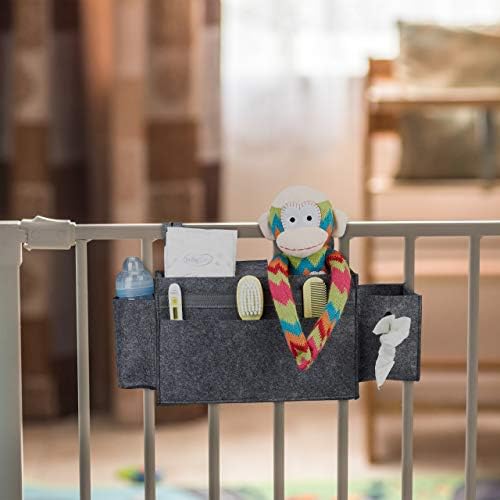 Relaxdays Bed Pocket, Bunk, 8 Compartments, Cot, Hanging Felt Organiser, 23 x 43 x 11 cm, Bedside Storage, Dark Grey - Image 2