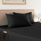 Elegant Comfort 4-Piece Solid Smart Sheet Set-Deep Pocket Fitted Sheet with Side Storage Pockets-Silky Soft 1500 Thread Count Egyptian Quality Microfiber, Wrinkle and Fade Resistant, Twin XL, Black - Image 2