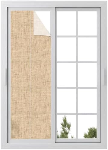 Window Privacy Film Frosted, Khaki Reusable Static Cling Window Tints, Rustic Farmhouse Solid Color Heat Control Windows Films for Offices, Balcony, 29.5 x 118 Inches by Unknown