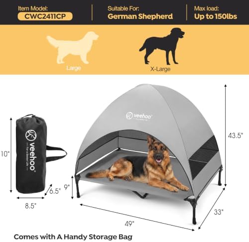 Veehoo Outdoor Dog Bed with Canopy, Cooling Elevated Dog Shade for Outside - Image 4
