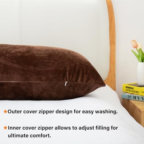 1 MIDDLE ONE Body Pillow, Memory Foam Body Pillows for Adults Sleeping, Long Pillow for Bed, Big Large Firm Full Body Pillow for Side Sleeper, 20x54 Inch, Coffee - Image 4