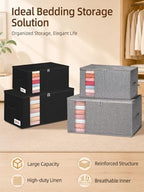 60L Rigid-Sided Blanket Storage Bags, 4Pack, Gray - Image 2