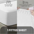 Pizuna Pure 100% Cotton Queen Fitted Sheet 600 Thread Count White - Image 4