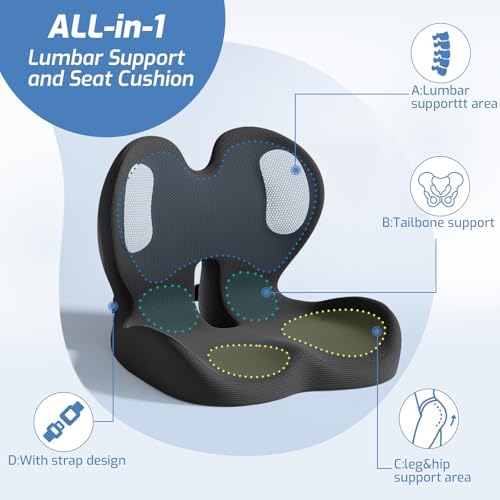 Ergonomic Seat Cushion with Lumbar Support Pillow for Office and Car - Image 3