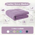 puredown® Soft Feather Down Blanket Lightweight Packable Down & Feather Fill Blanket for Indoor and Outdoor Use, King Size Blankets, 88"X108", Lavender - Image 4