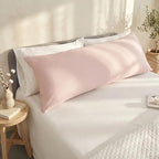 Bioweaves 100% Organic Cotton Body Pillow Cover for Body Pillowcases 300 Thread Count Soft Sateen Weave GOTS Certified with Zipped Closure - 21" x 54", Blush Pink, Pack of 2 - Image 2