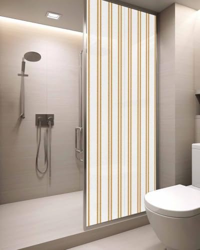 Window Privacy Film Frosted, Yellow Stripes Static Cling Door Window Covering, Modern Minimalist Vertical Lines UV Blocking Windows Film for Office, Hotel, Bedroom, 29.5 x 78.7 Inches - Image 3